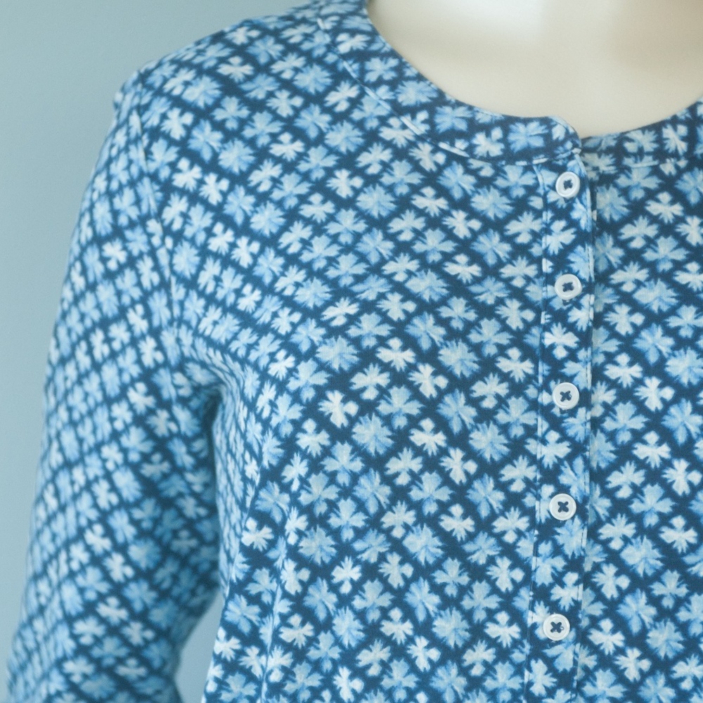 NWT Lands' End Blue Floral Tie Waist Casual Stretch Dress - Picture 5 of 9